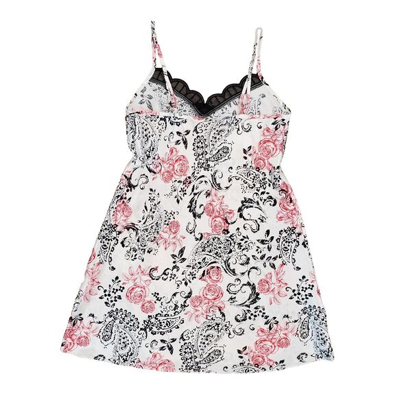 Y2K Lace Trim Slip Mini Dress Floral Red Black Whimsigoth Fairy Grunge Vamp - Picture 2 of 8